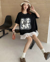 今季マストバイ プリントゆったり 切り替え 半袖Tシャツ 全4色＜U-8256＞