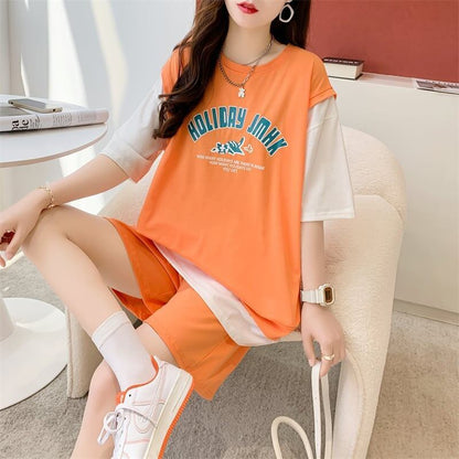 美人度アップ 切り替え チャーミング Tシャツ＋ショートパンツ セットアップ＜U-3615＞