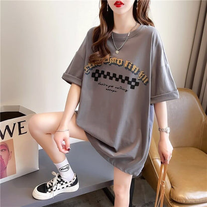 ゆったり感アップ 切り替え オシャレ度満点 プリント Tシャツ カットソー＜U-3478＞