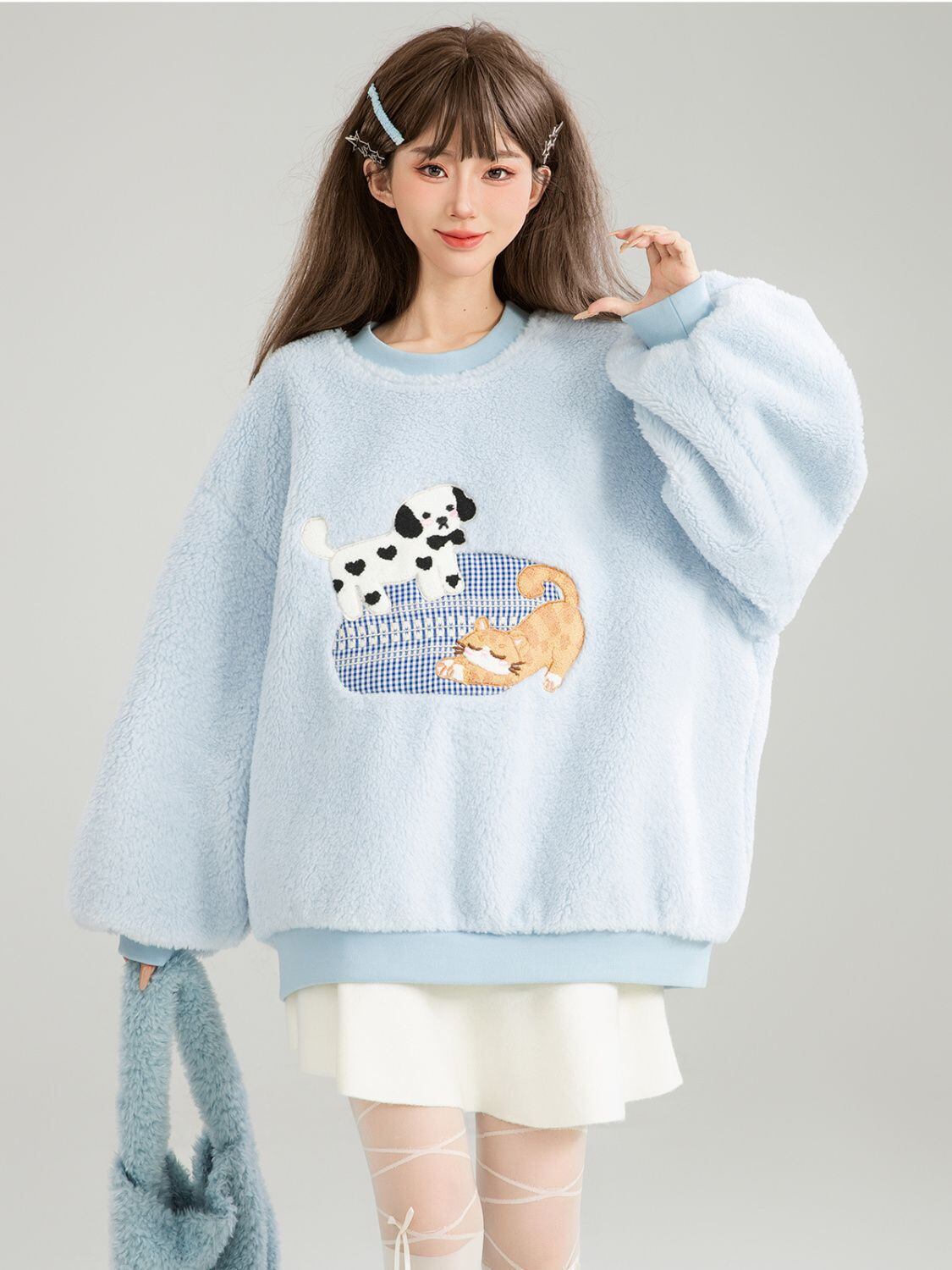存在感抜群 暖かい服,ゆったりとしたアウターウェア トレンドアイテム ラムスウェットシャツ＜U-9961＞