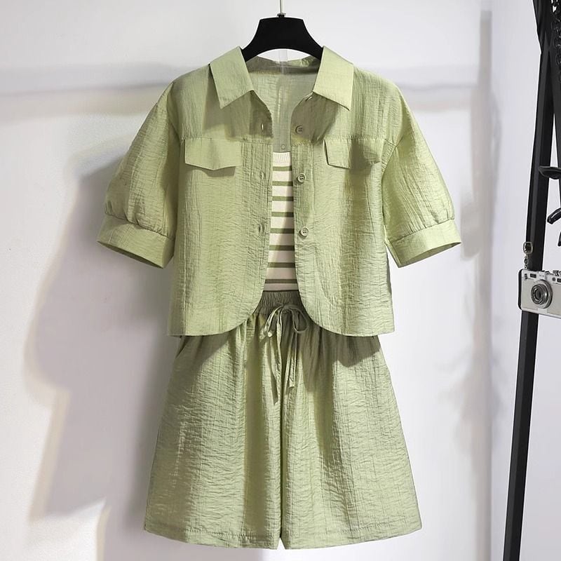 定番シンプル 紫外線対策 上品 全3色 シャツ+パンツセット ＜U-8655＞