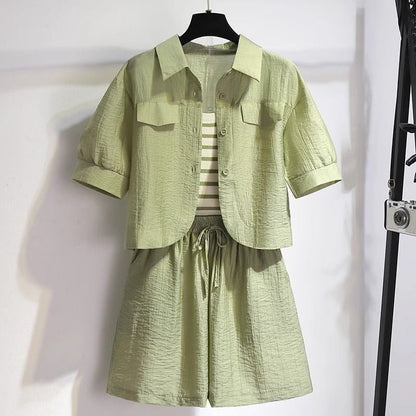 定番シンプル 紫外線対策 上品 全3色 シャツ+パンツセット ＜U-8655＞