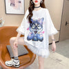 好感度満載 プリント 美感いっぱい Tシャツ カットソー ワンピース＜U-3428＞