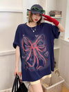 個性的なデザイン プリント ラウンドネック 半袖 Tシャツ カットソー＜U-8273＞