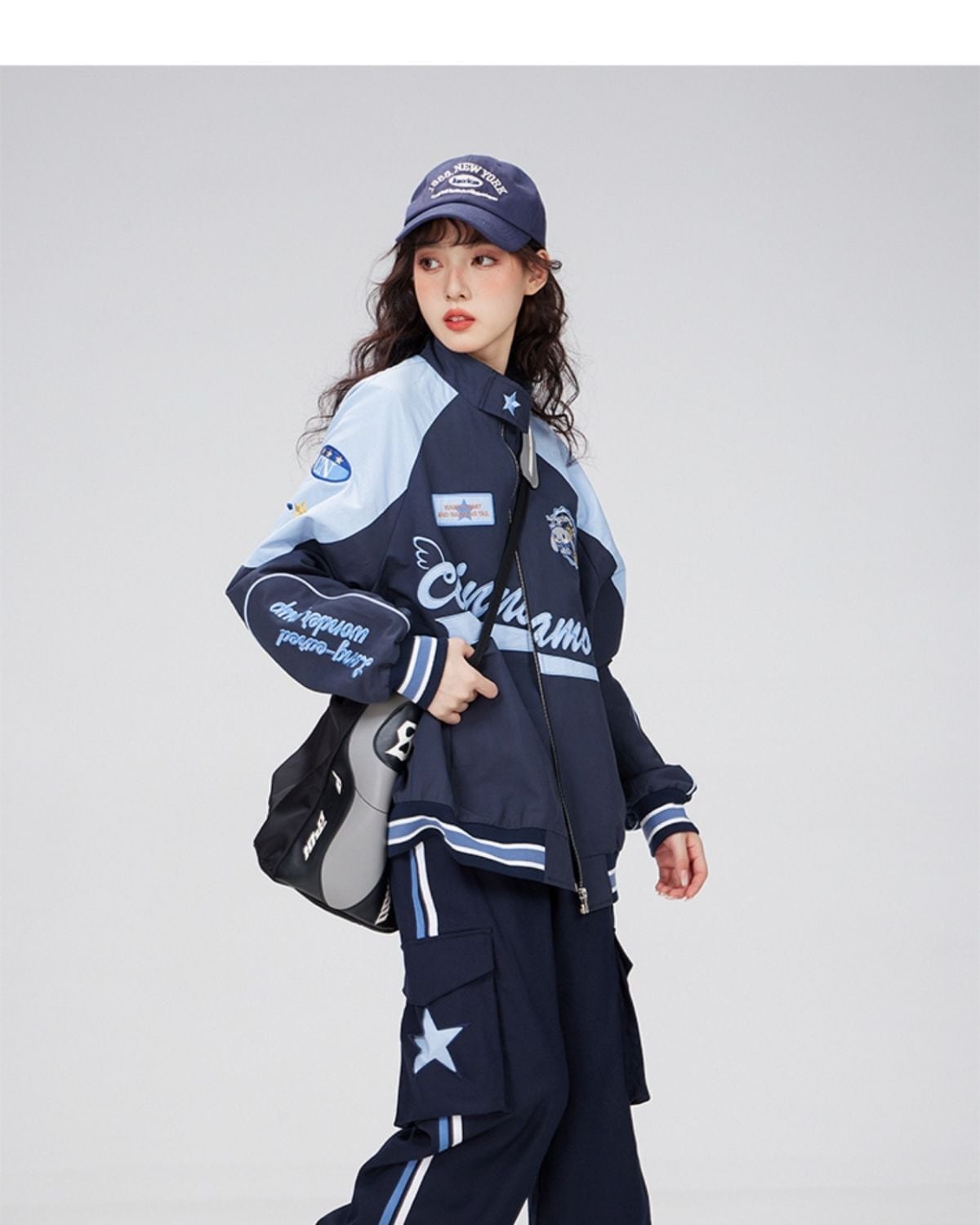 着?せ 配色ジャケット 英字ロゴ 男女兼用 コート <U-4795>