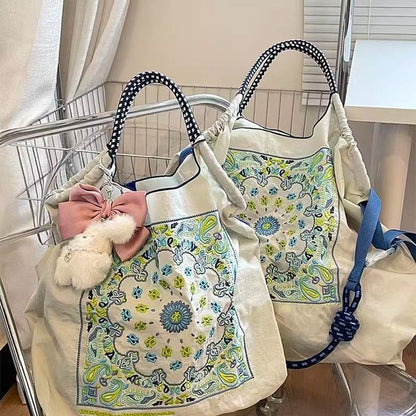 大好評 環境保護バッグ 刺繍プリント ショッピングバッグ<U-5734>