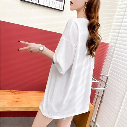 カジュアル プリント 好感度満載 ラウンドネック Tシャツ カットソー＜U-3118＞