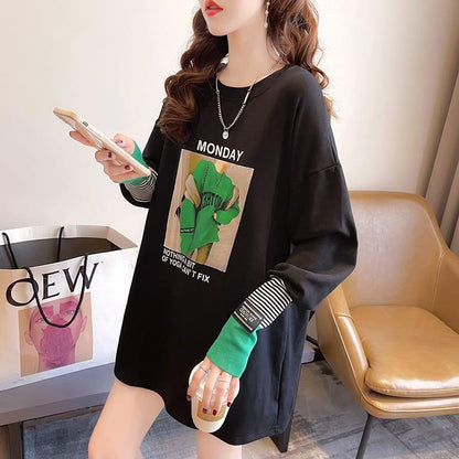 女性力を高める ラウンドネック 着心地抜群 プリント Tシャツ カットソー＜U-2865＞