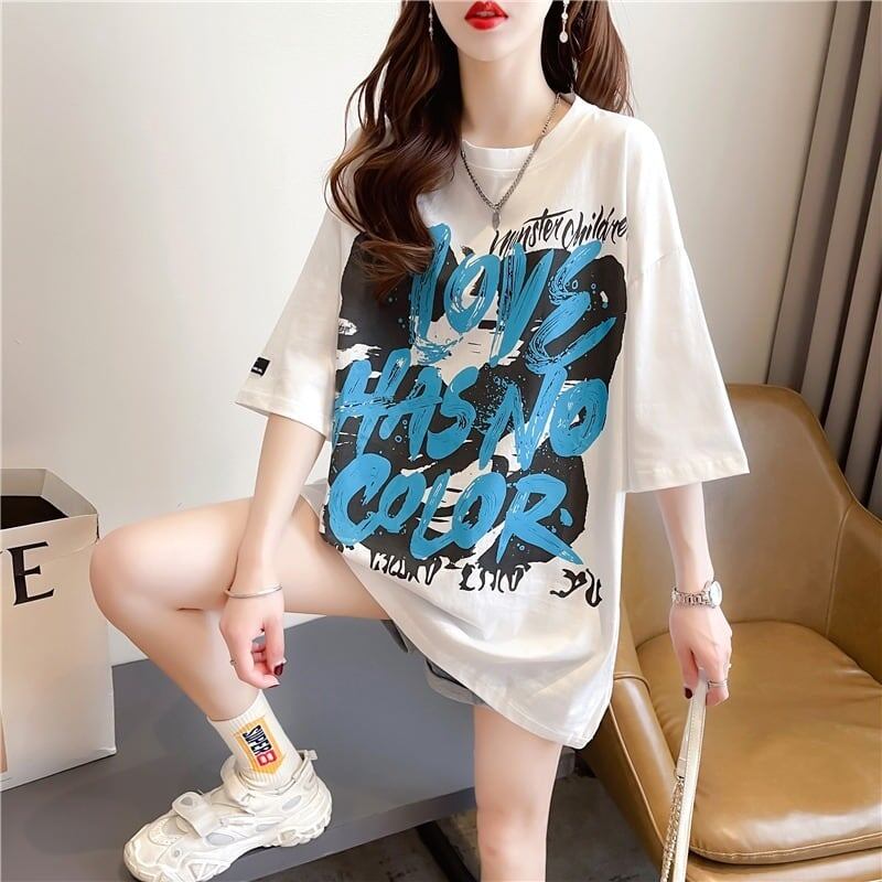個性的なデザイン 切り替え 一目惚れ プリント Tシャツ カットソー＜U-3400＞