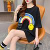 レインボースマイリーファッションオールマッチルーズ半袖Tシャツ<U-2860>