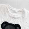 熊柄ゆったりラウンドネックカジュアルTシャツ  ホワイト/ブラック ＜U-1755＞