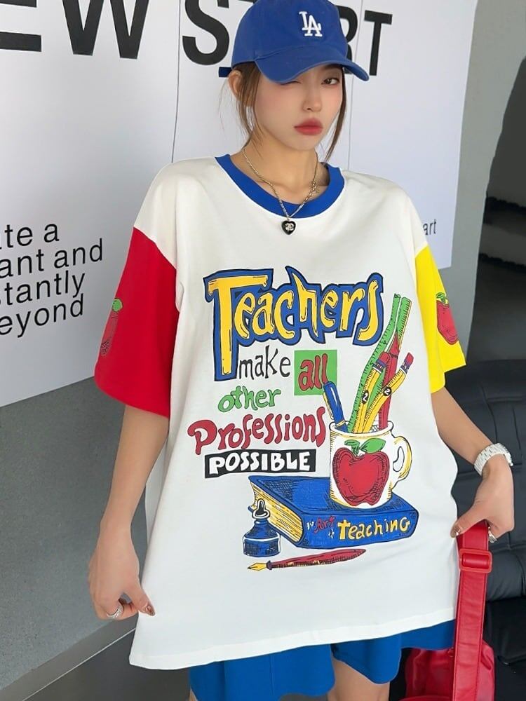 【半額！期間限定！！】カジュアル ルーズ キュート Tシャツ<U-6611>