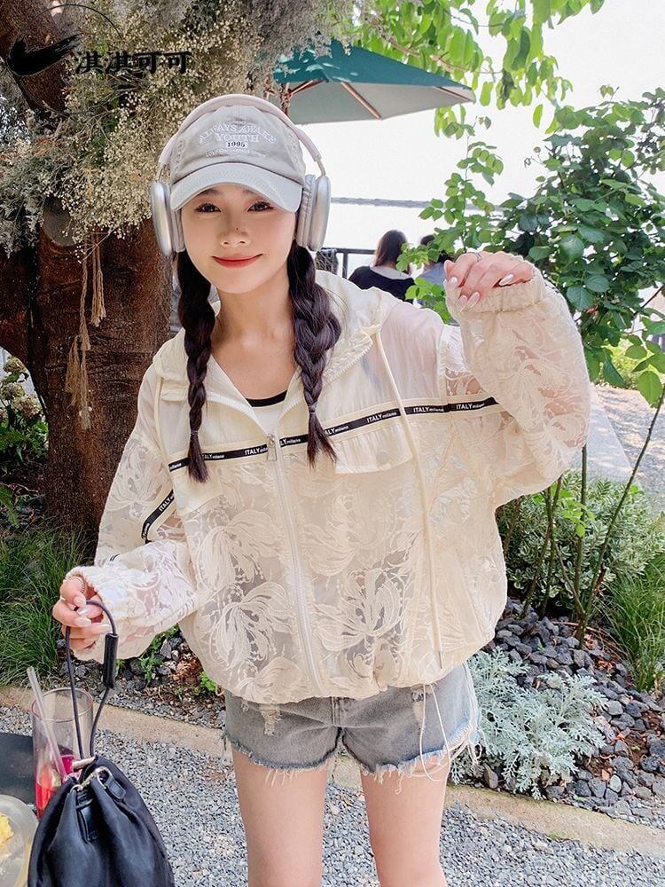 数量限定 透け感 美人度アップ 日焼け対策 冷房対策 UVカット フード付き パーカー＜U-4975＞