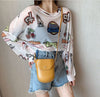 超人気 ルーズ 個性派 日焼け防止に透け感 Tシャツ＜U-8052＞