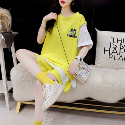 ルーズ 切り替え 美人度アップ Tシャツ＋ショートパンツ セットアップ＜U-3310＞