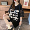 ファッション 切り替え 個性派 プリント 3色選択 半袖Tシャツ＜U-8548＞