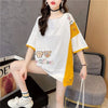韓国風漫画刺繍ワッペン半袖Tシャツ<U-2991>