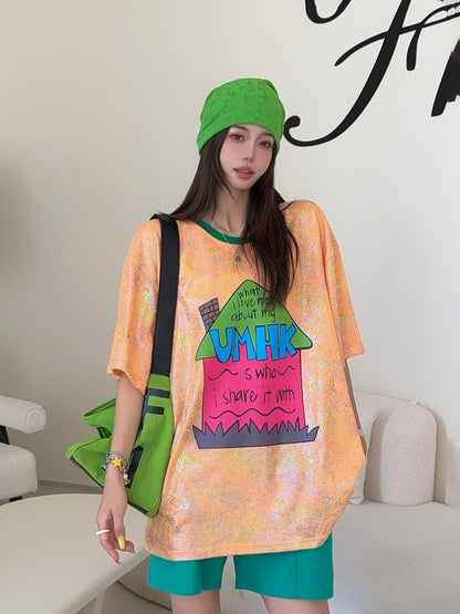 個性派 売れ筋 おすすめ 絶対流行 早い者勝ち カジュアル 2色選択 Tシャツ<U-11373>