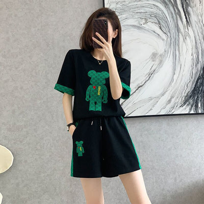 大好評 カジュアル 話題沸騰中 切り替え 全3色 半袖 Tシャツ ショートパンツ セットアップ ＜U-9007＞