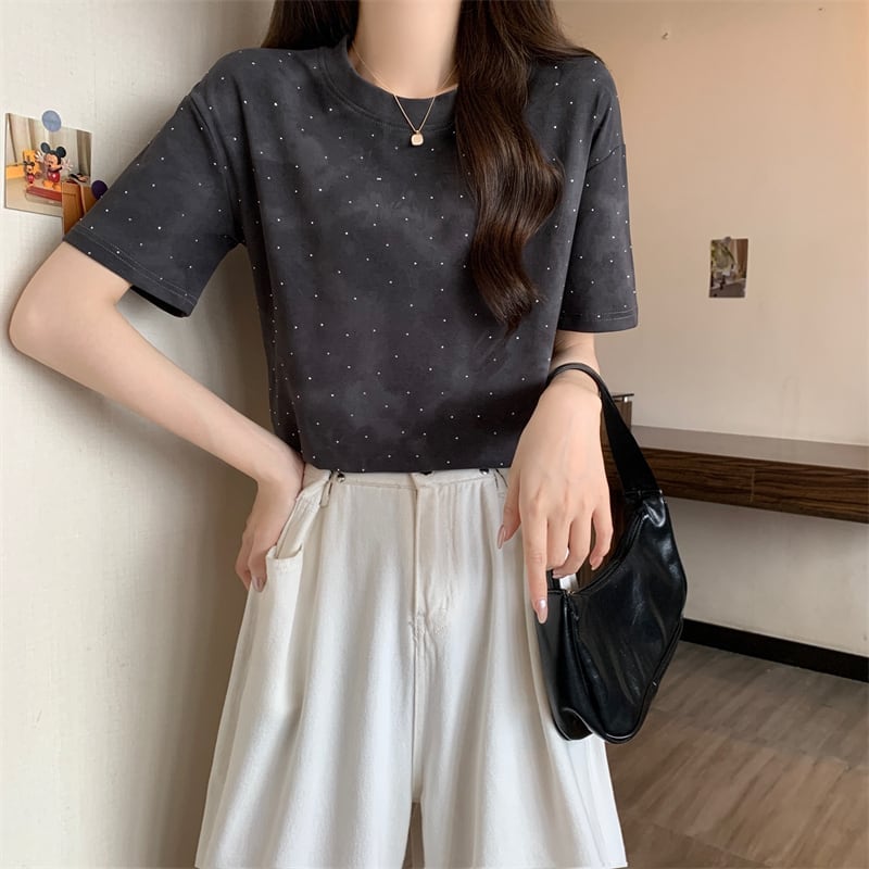 着回し力抜群 ホットダイヤモンド 定番シンプル 全2色 半袖Tシャツ カットソー ＜U-8591＞