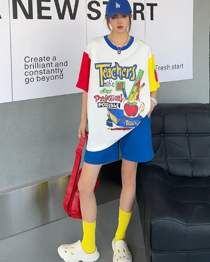 【半額！期間限定！！】カジュアル ルーズ キュート Tシャツ<U-6611>
