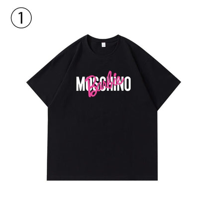 絶対流行 カジュアル 早い者勝ち ルーズ プリント全3色 2種選択可 男女兼用 半袖Tシャツ<U-9030>