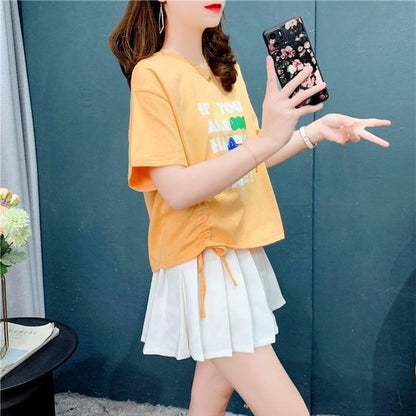 個性的なデザイン 切り替え 一目惚れ プリント Tシャツ カットソー＜U-3671＞