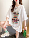 【半額！期間限定！！】絶対流行 ホットダイヤモンド カジュアル プリント全2色 半袖Tシャツ カットソー ＜U-8564＞