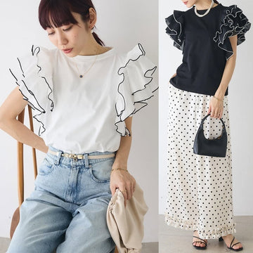 美人度アップ 早い者勝ち 大人可愛い カジュアル 共2色 Tシャツ<U-12149>