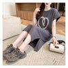 韓国系 ロング ハートマーク Tシャツ 半袖 ＜U-2837＞