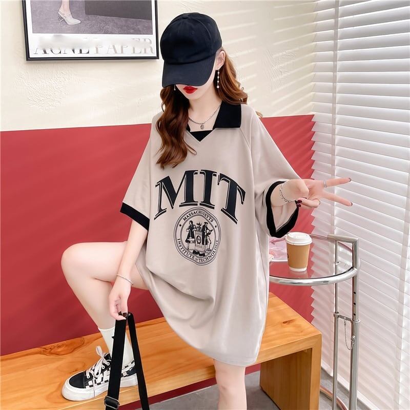 美人度アップ 切り替え ファッション プリント Tシャツ カットソー＜U-3587＞