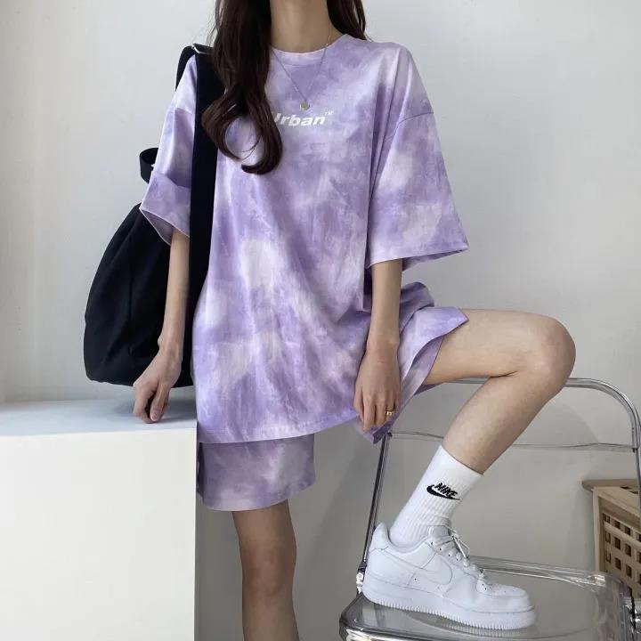 売り切れ必至 絞り染め カジュアル モーダル 半袖Ｔシャツⅹパンツセット全4色 <U-8681>