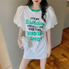 話題沸騰中 パフスリーブ ファッション プリント 全2色 半袖 Tシャツ <U-8662>