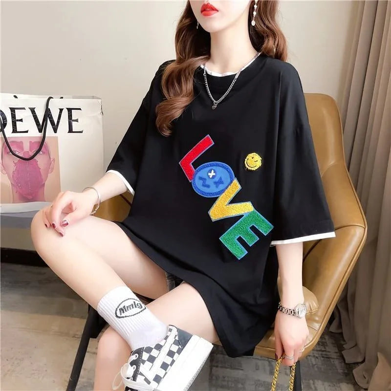 スタイリッシュ 3色選択可 一目惚れ プリント Tシャツ カットソー＜U-3007＞