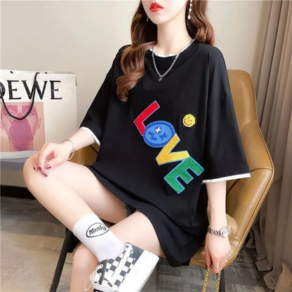 スタイリッシュ 3色選択可 一目惚れ プリント Tシャツ カットソー＜U-3007＞