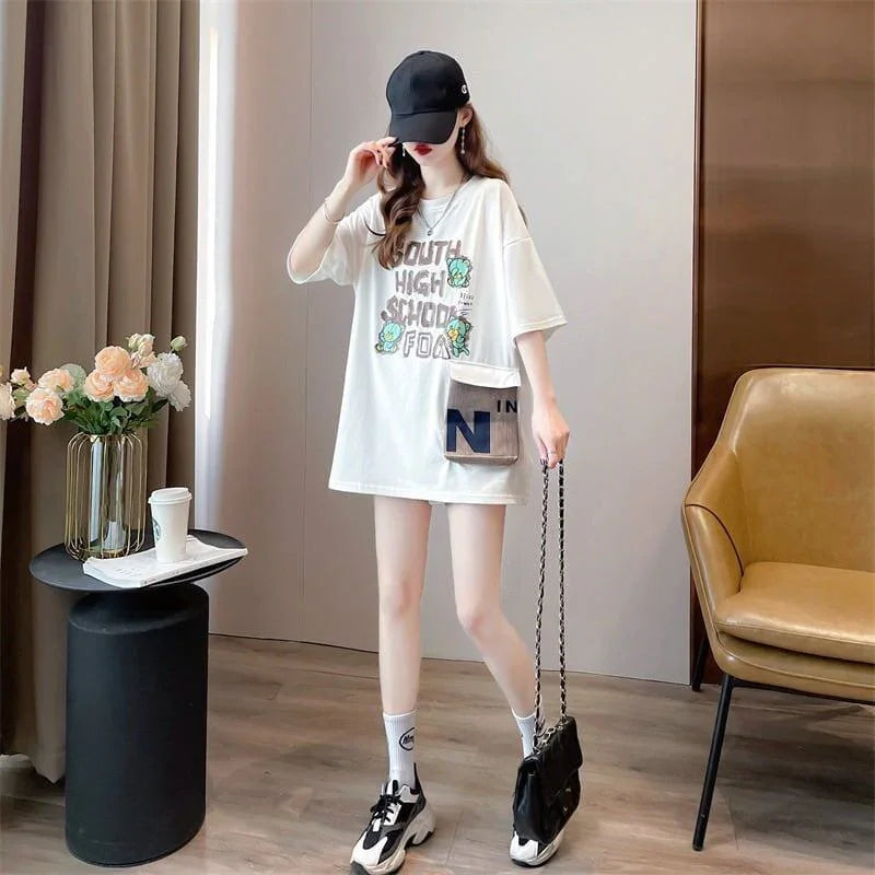 スタイリッシュ 3色選択可 一目惚れ カートゥーンプリント Tシャツ カットソー＜U-3091＞