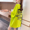 デザイン個性ゆったりミドル丈半袖Tシャツ<U-3036>