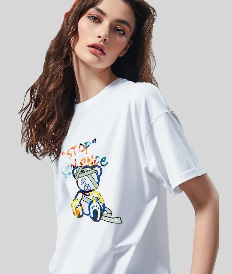 スタイルアップ カジュアル おしゃれ度高め プリント全5色 半袖Tシャツ<U-9437>