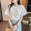 大好評 レース 上質 刺繍 切り替え 全2色 半袖Tシャツ＜U-8869＞