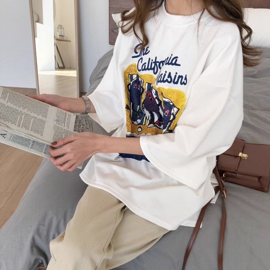 話題沸騰中 ゆったり カジュアル プリント 2色半袖Tシャツ＜U-8161＞