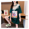 新商品 透かし彫り キュート レース 切り替え ゆったり 半袖Tシャツ＜U-8472＞