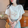 大好評 レース 上質 刺繍 切り替え 全2色 半袖Tシャツ＜U-8869＞