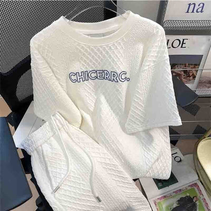 レトロ 切り替え 好感度満載 Tシャツ＋ショートパンツ セットアップ＜U-3379＞