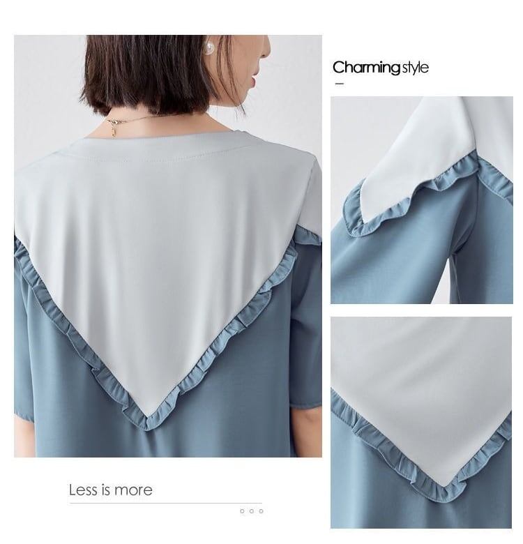 【半額！期間限定！！】 ファッション 定番シンプル 上質 シフォン 半袖<U-6595>
