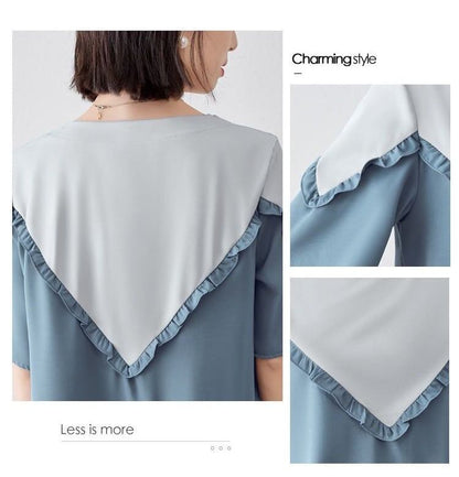 【半額！期間限定！！】 ファッション 定番シンプル 上質 シフォン 半袖<U-6595>
