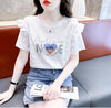 新商品 大人可愛い 話題沸騰中 ホットダイヤモンド 全3色 半袖Tシャツ<U-8868>