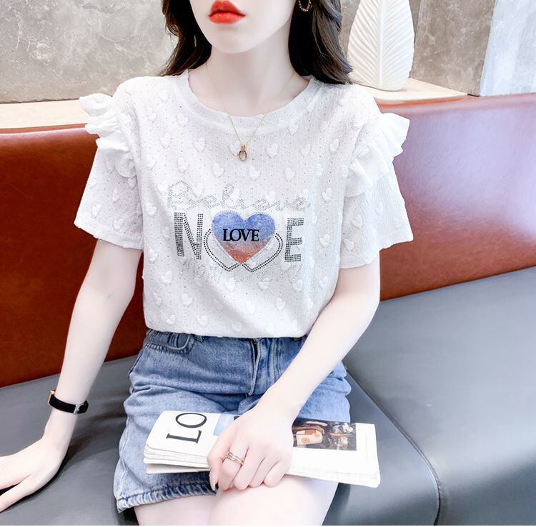 新商品 大人可愛い 話題沸騰中 ホットダイヤモンド 全3色 半袖Tシャツ<U-8868>