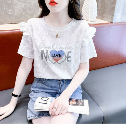 新商品 大人可愛い 話題沸騰中 ホットダイヤモンド 全3色 半袖Tシャツ<U-8868>