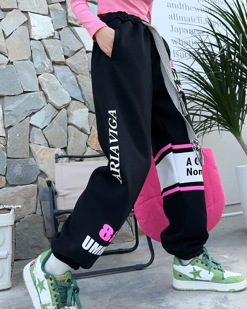 【裏起毛】見逃し厳禁 ファッション 個性派 スポーツパンツ<U-5846>
