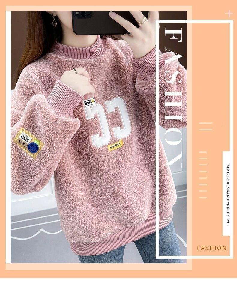 好感度UPふわふわロゴボアスウェットトップス全3色<U-4207>